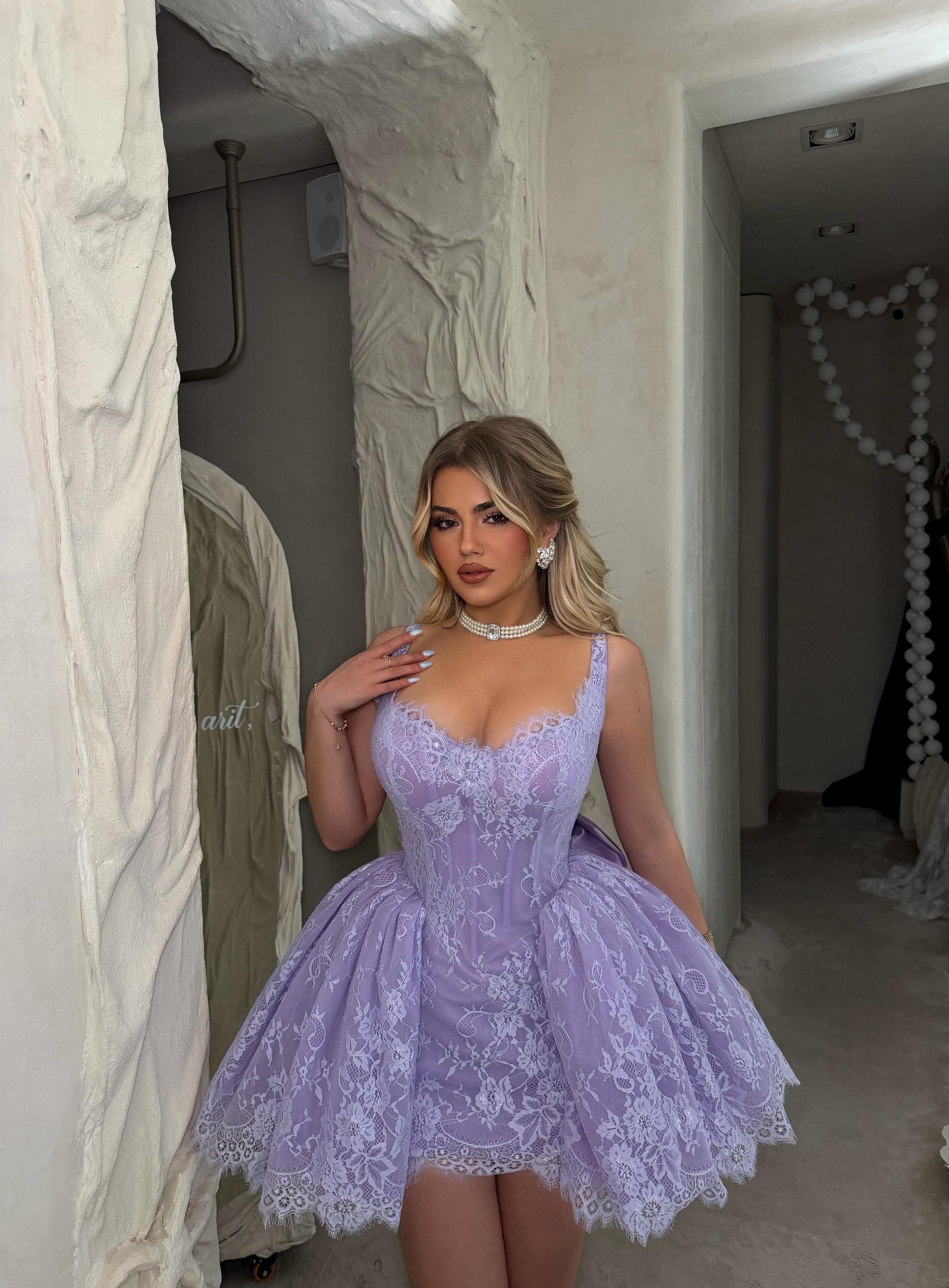 lavender and lace dress Detailed Shoulder Sleeveless Tiered Embroidery Midi *FINAL SALE* delicate corset detailing LAVENDER LACE MINI DRESS 
