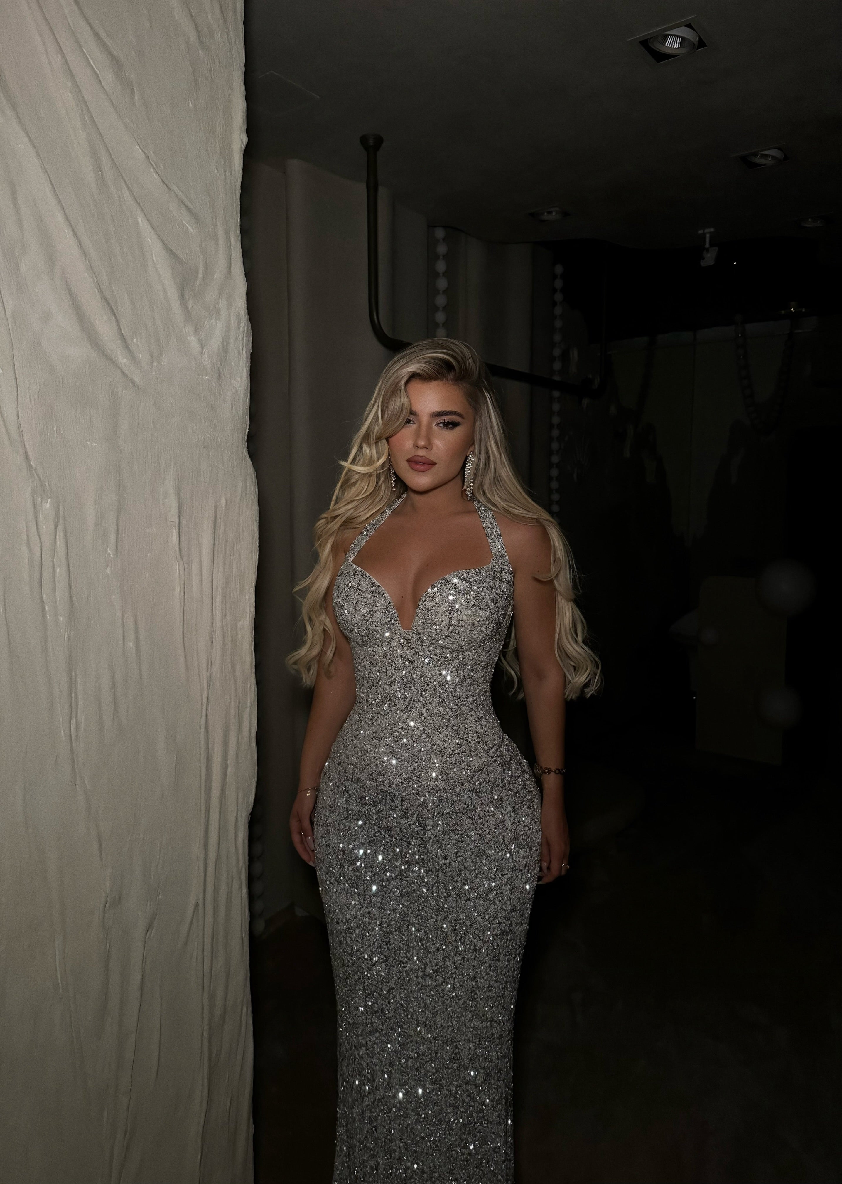 SILVER EVENING DRESS