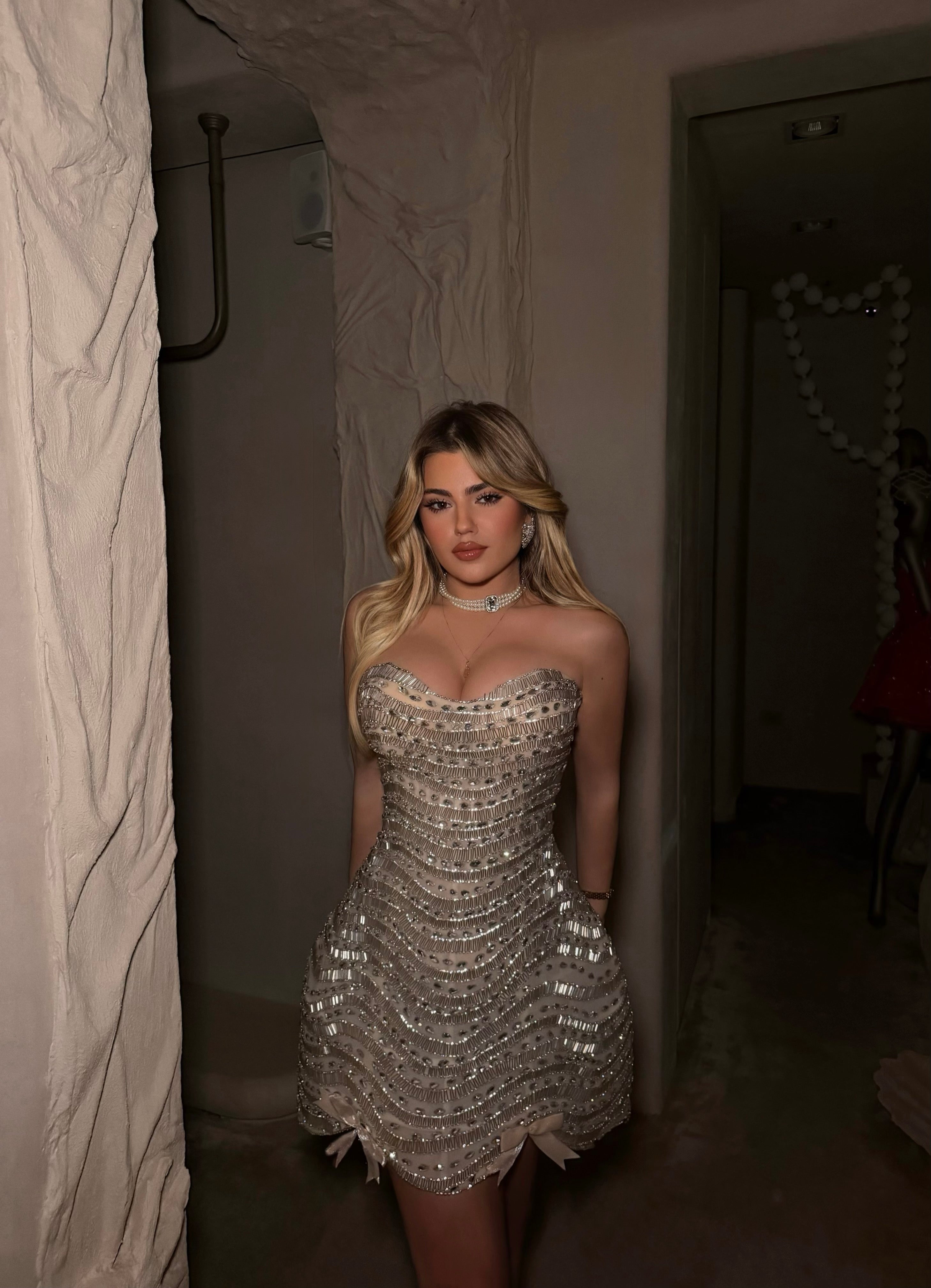 THE CRYSTAL-BEADED MINI DRESS