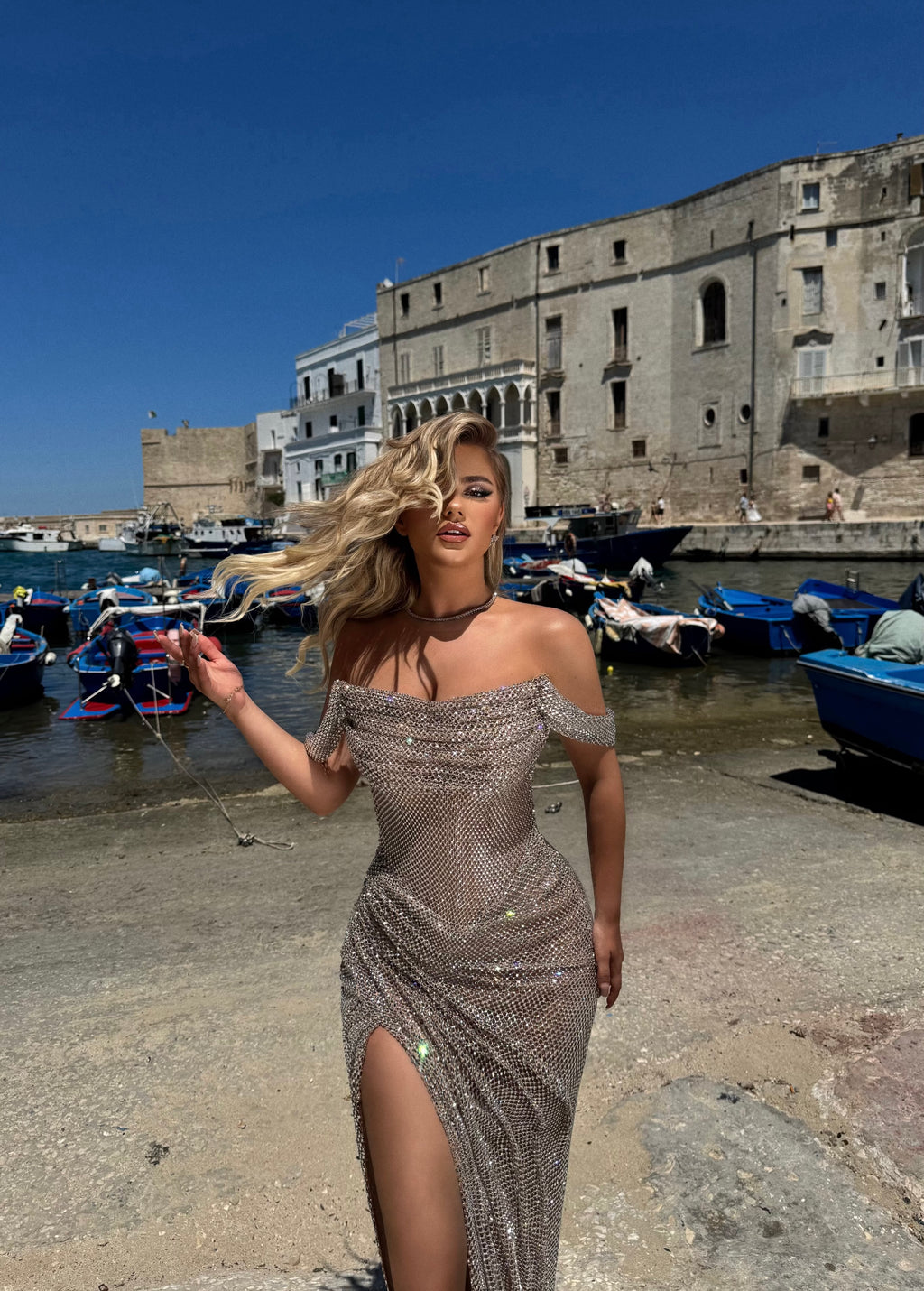 DRESS WITH DRAPED WAIST