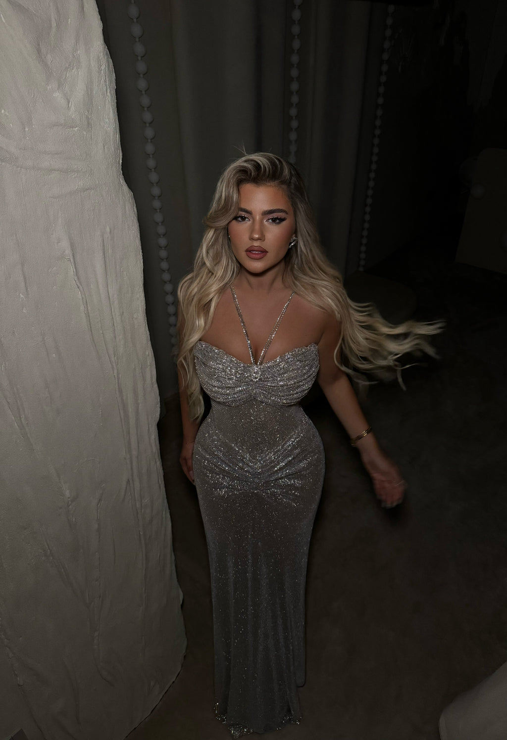 MIDNIGHT HALTER DRESS