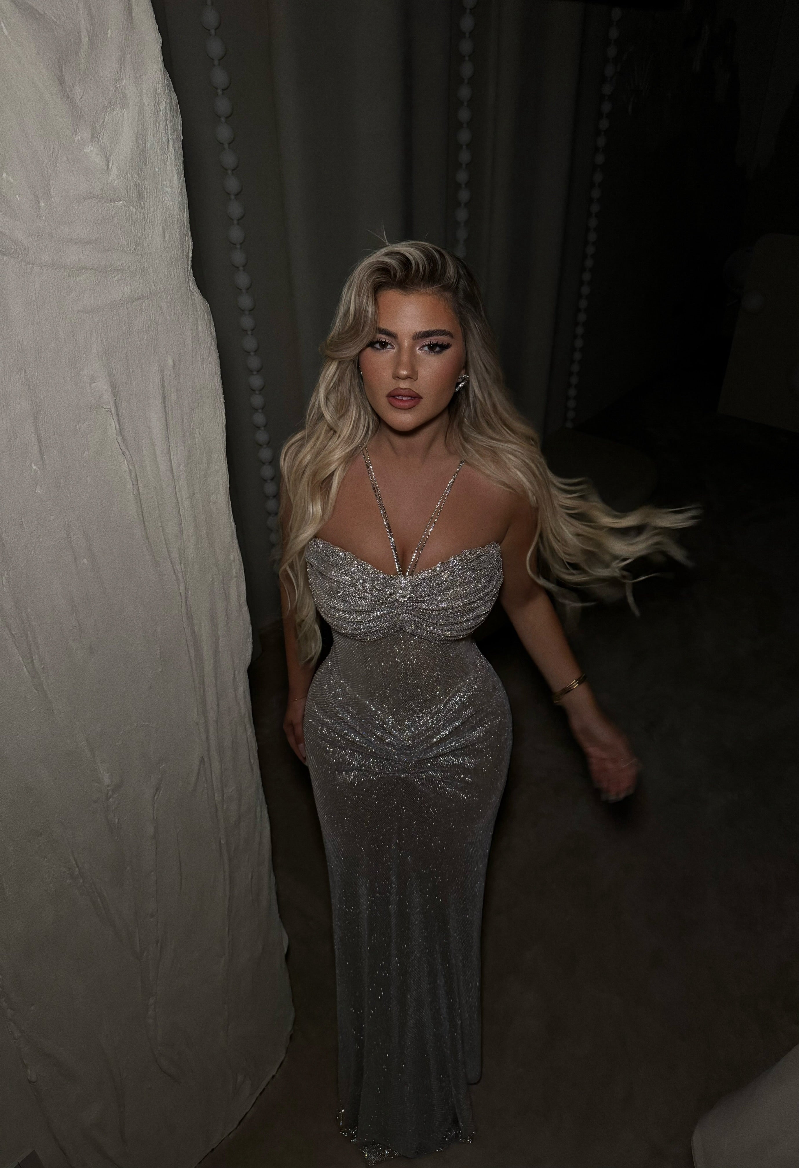 MIDNIGHT HALTER DRESS