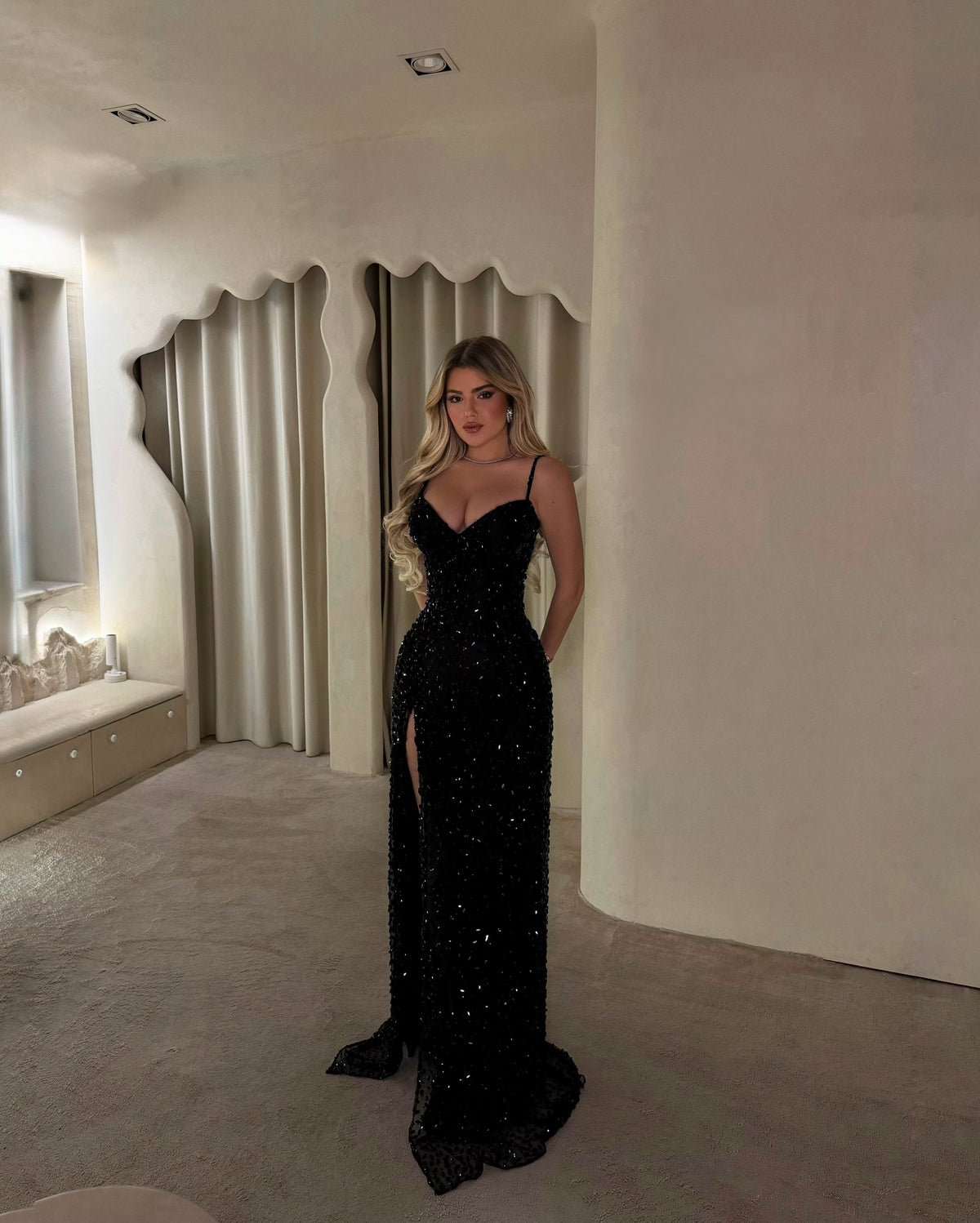 BLACK CRYSTAL MERMAID DRESS
