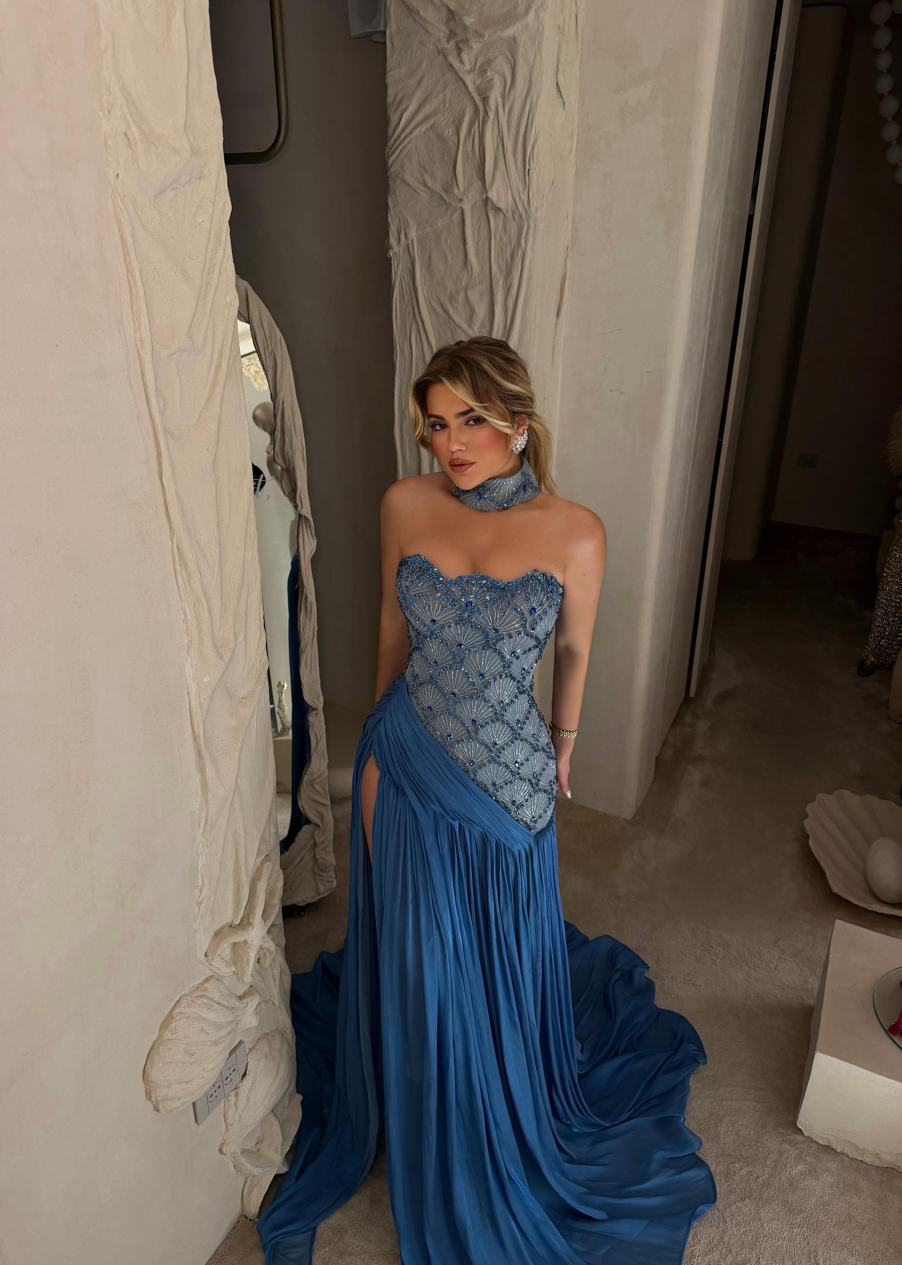 ELEGANT SAPPHIRE BLUE GOWN