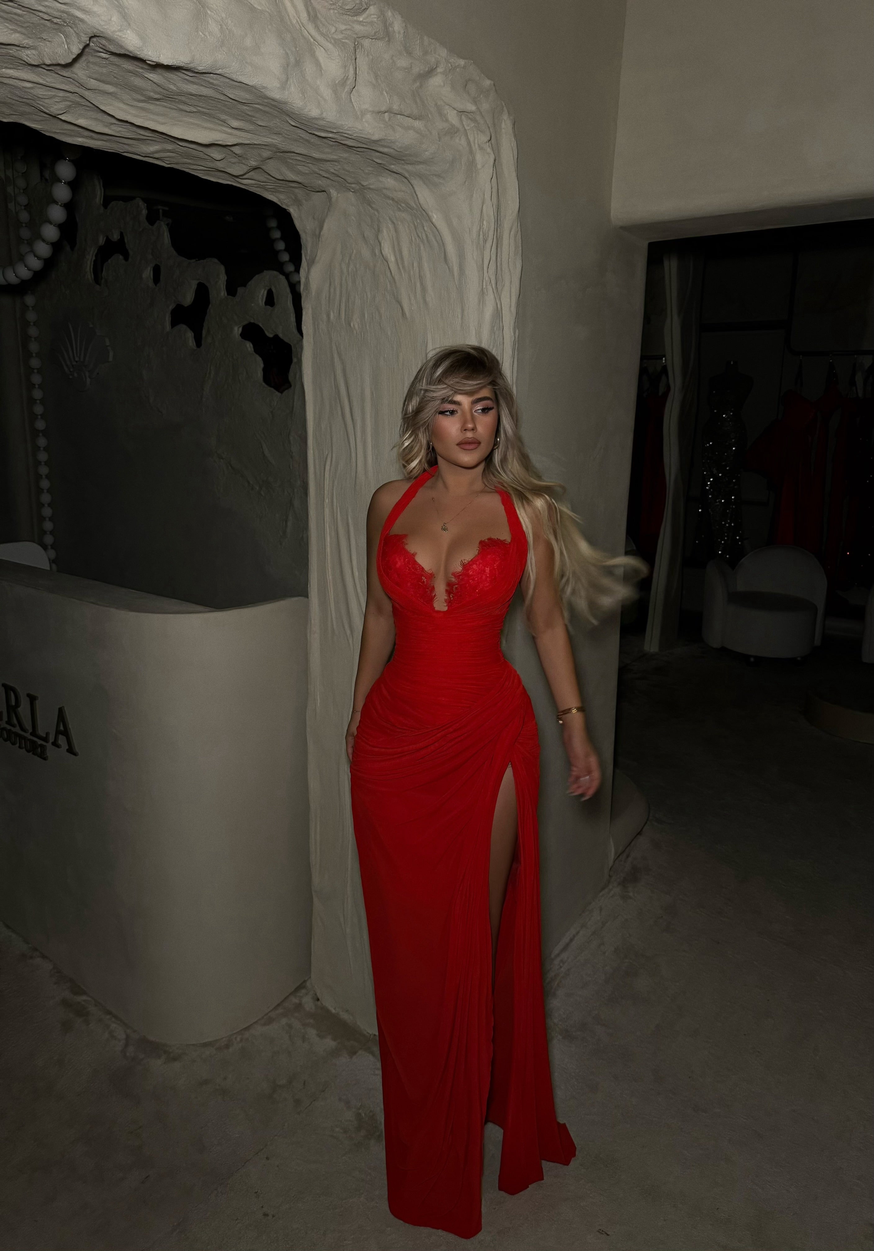 SCARLET LACE DRESS