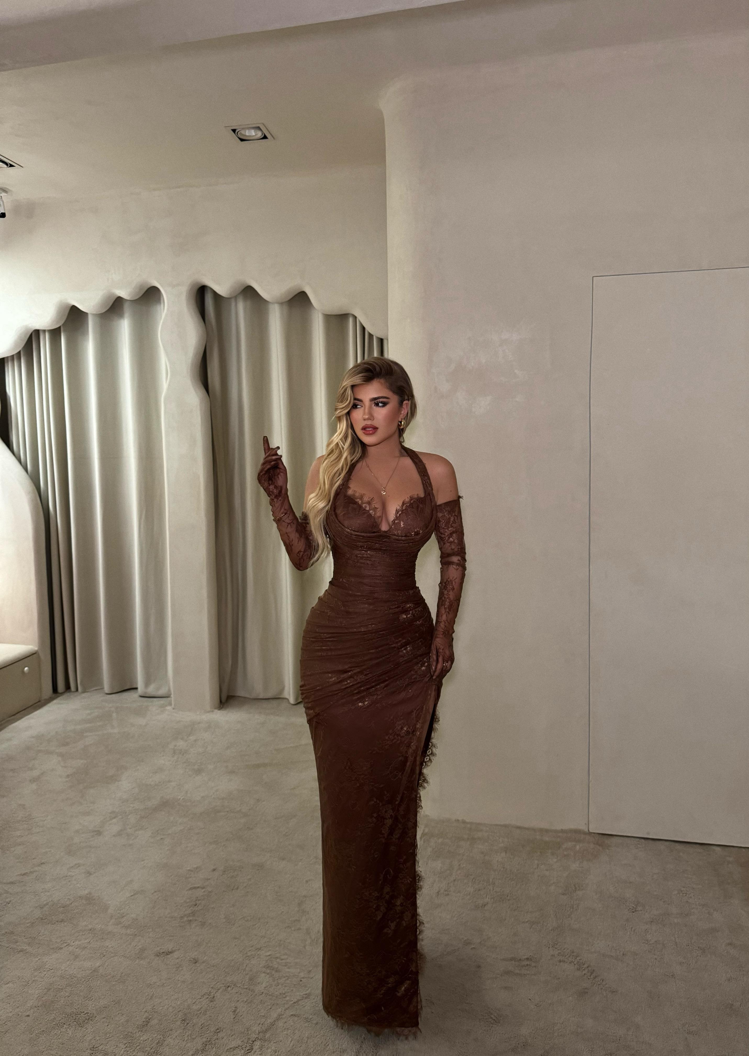 BROWN LACE GOWN