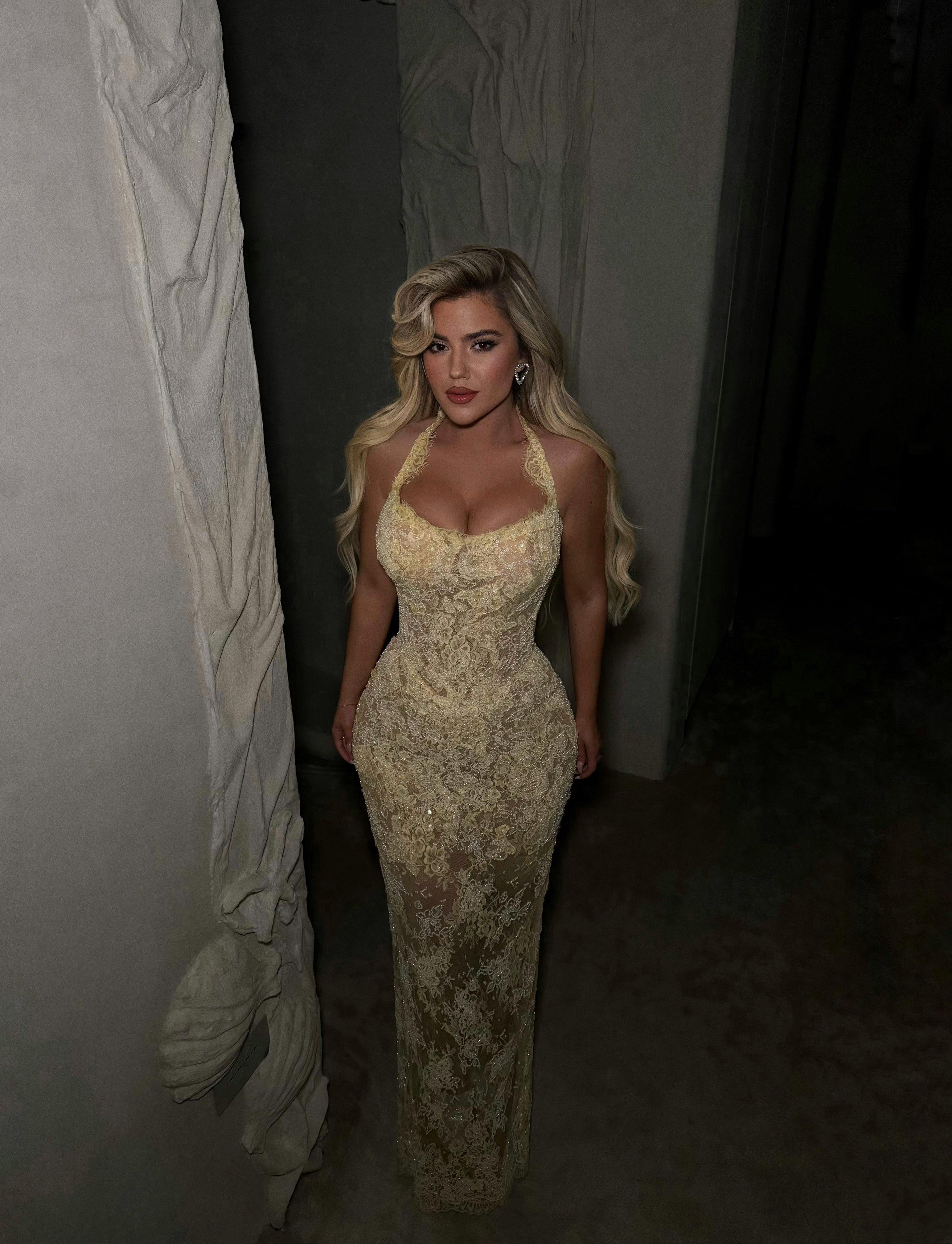 YELLOW ELEGANT LACE DRESS