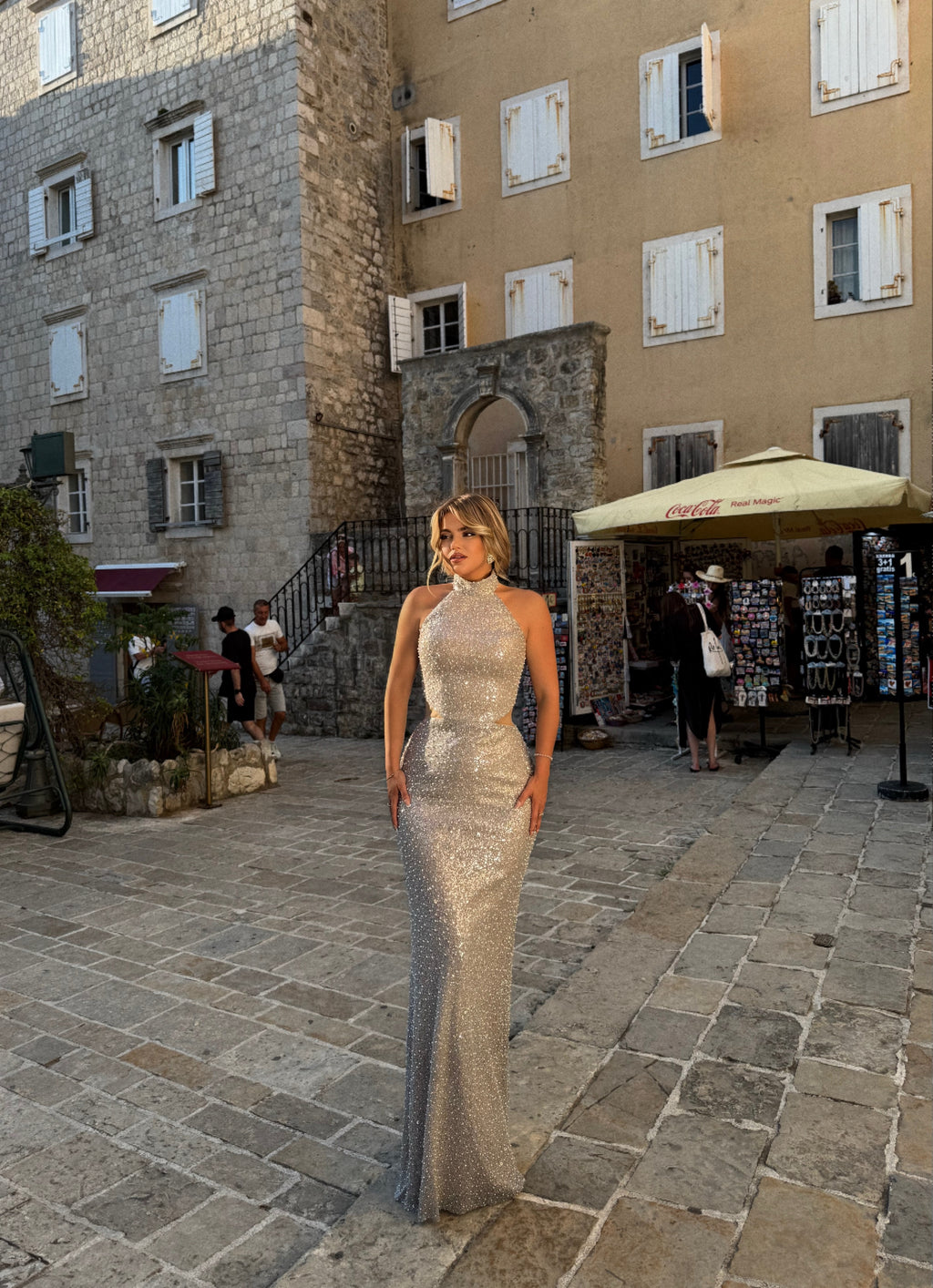 GLAMOROUS HIGH-NECK DRESS